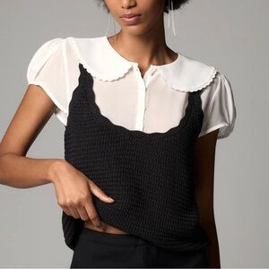 EUC ANTHROPOLOGIE x MAEVE - Peter Pan Collar Twofer Sweater Top, Medium